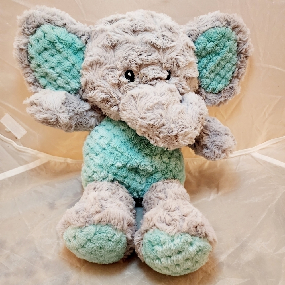 Spark Create Imagine Elephant Plush Stuffed Animal 14" Grey Teal Baby Lovie Soft